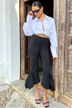 On Stage | Black Cropped Capri Pants With Knot Detail Club L London