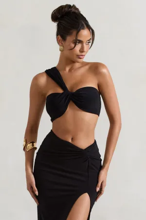 Open Heart | Black Knot One Shoulder Bralette Club L London