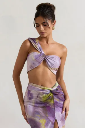 Open Heart | Lilac Print Knot One Shoulder Bralette Club L London