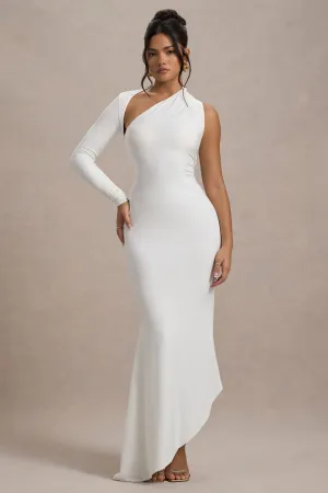 Orsa | White One-Shoulder Asymmetric Maxi Dress Club L London