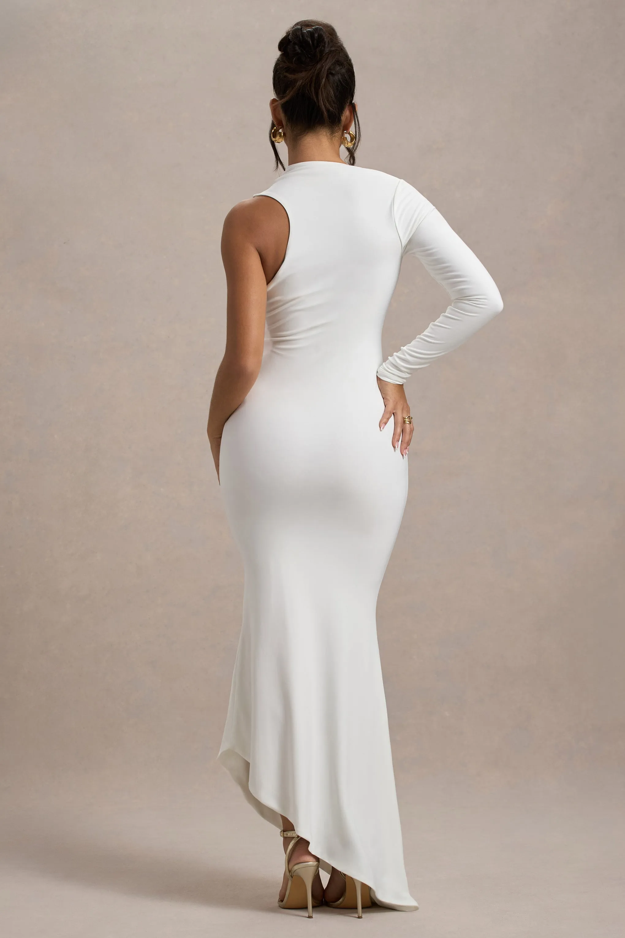 Orsa | White One-Shoulder Asymmetric Maxi Dress Club L London