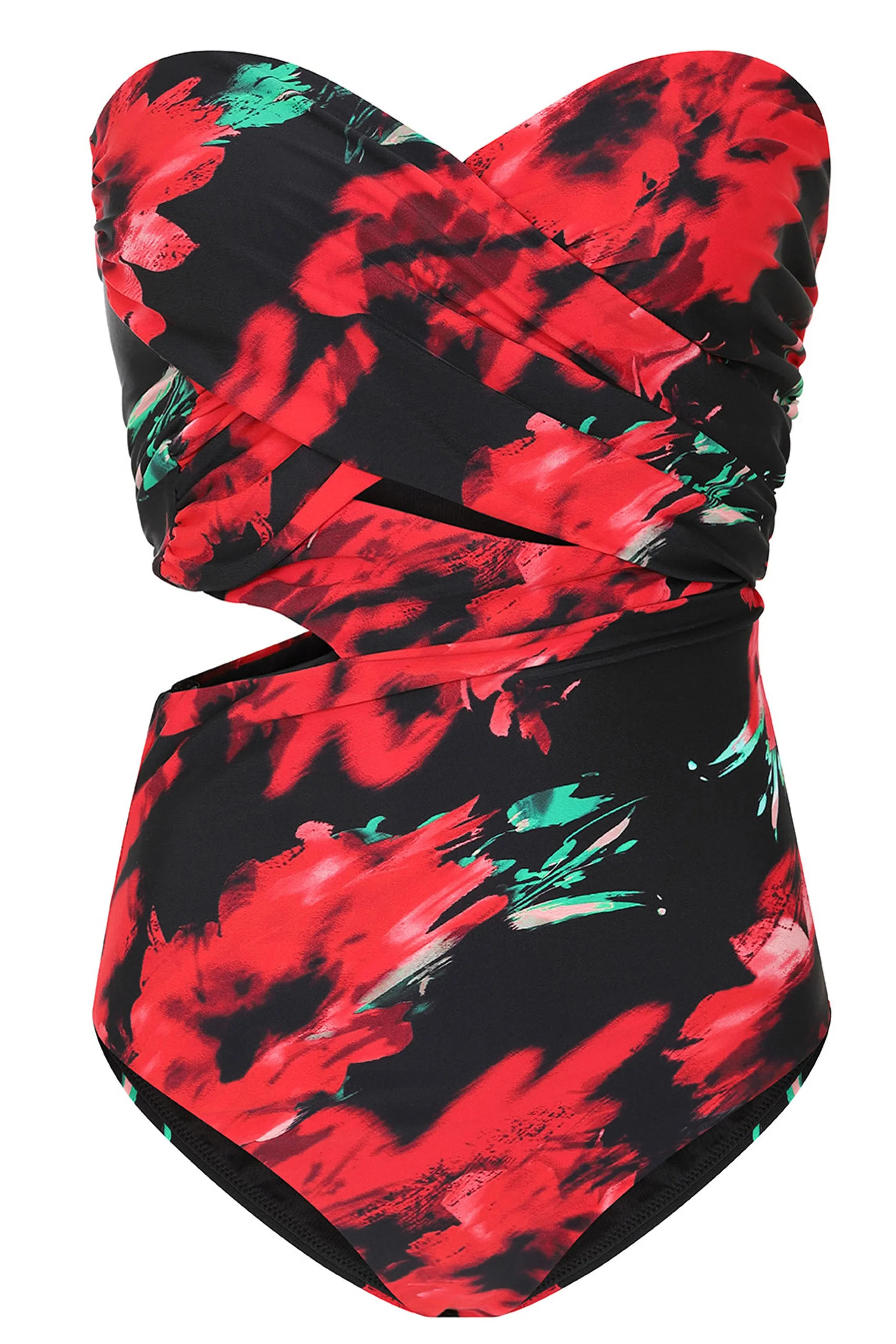 Oyster | Multi Print Wrapped Bardot Swimsuit Club L London