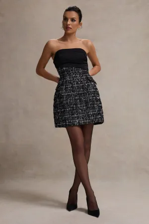 Park Avenue | Black Boucle Strapless Tailored Mini Dress Club L London