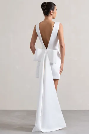 Peace | White Satin Mini Dress With Drape Detail Club L London