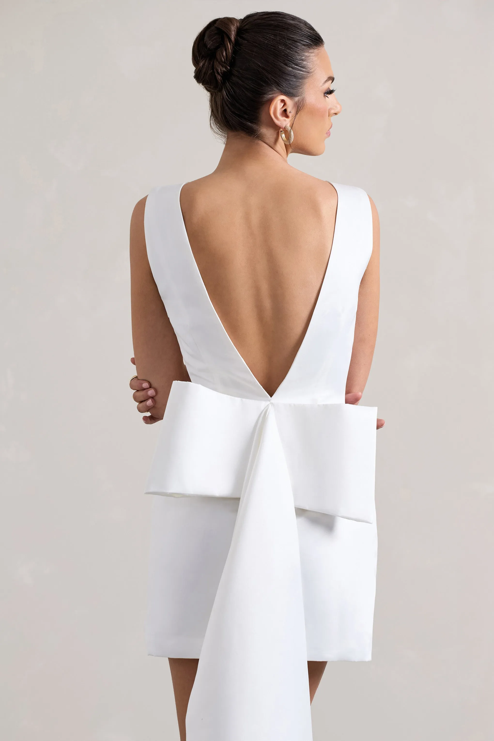 Peace | White Satin Mini Dress With Drape Detail Club L London
