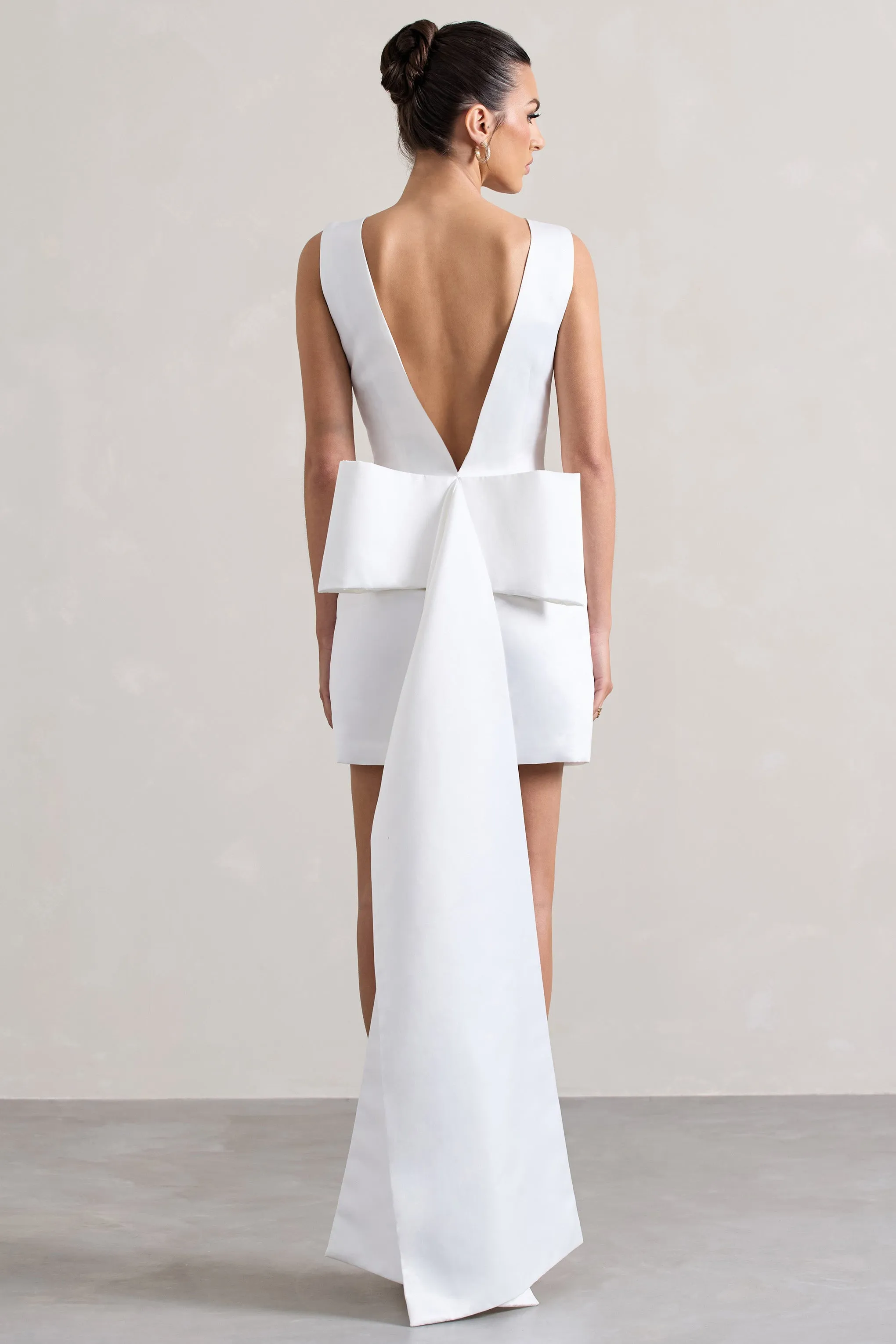 Peace | White Satin Mini Dress With Drape Detail Club L London
