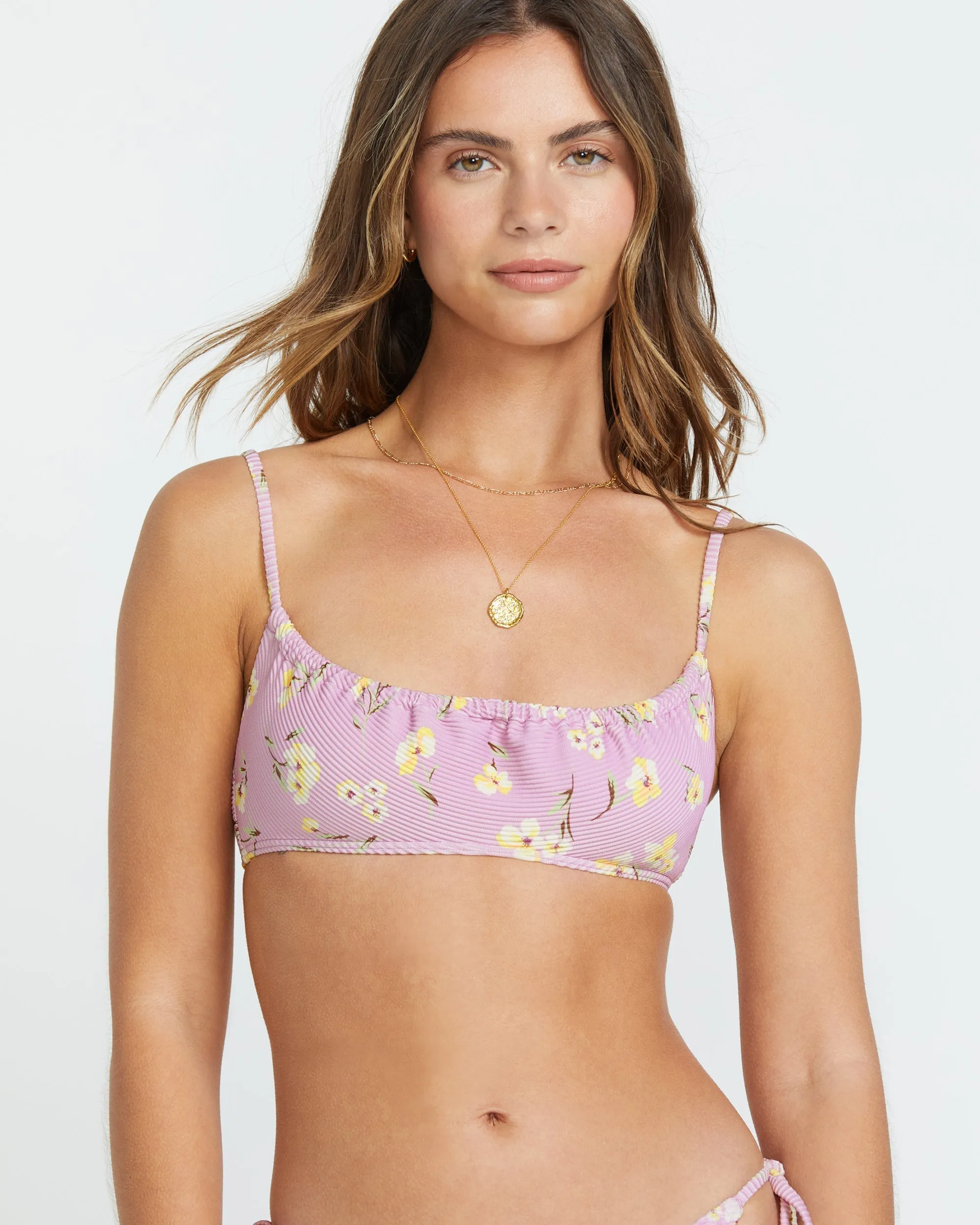 Peaceful Petals Mila Bralette Bikini Top - Amethyst Smoke Billabong