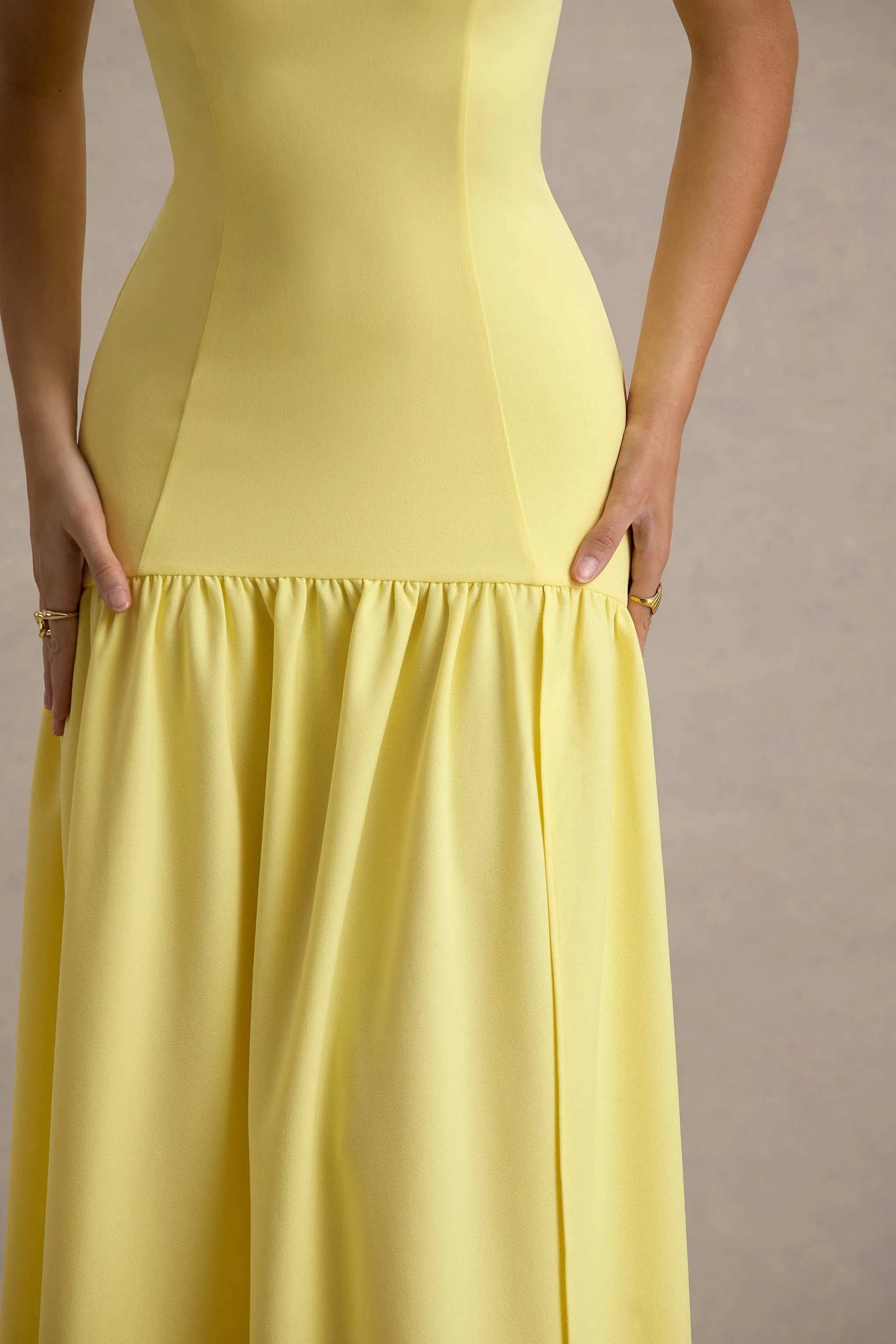 Penny | Lemon Bandeau Drop-Waist Maxi Dress Club L London