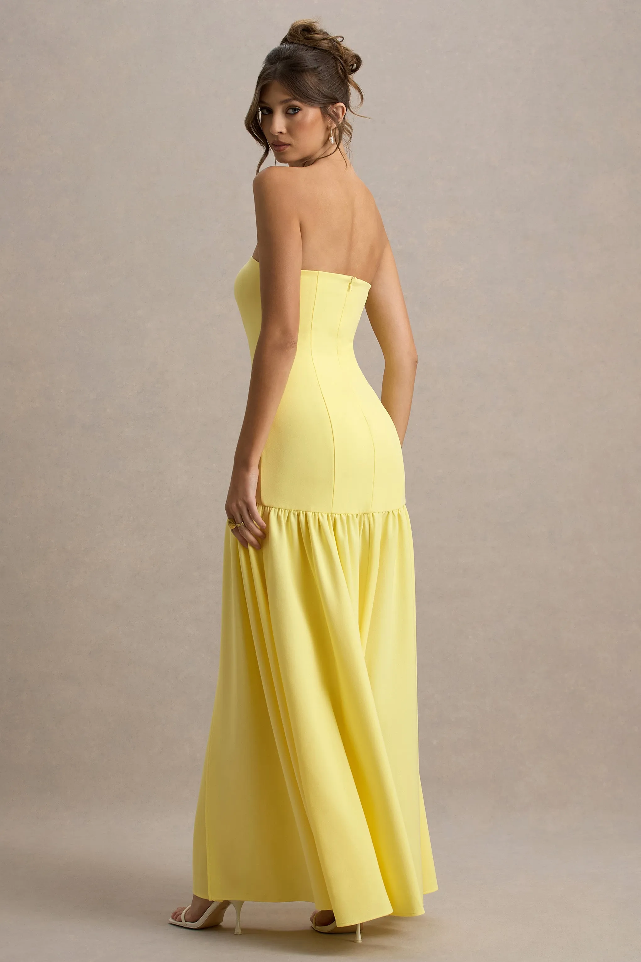 Penny | Lemon Bandeau Drop-Waist Maxi Dress Club L London