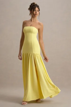 Penny | Lemon Bandeau Drop-Waist Maxi Dress Club L London
