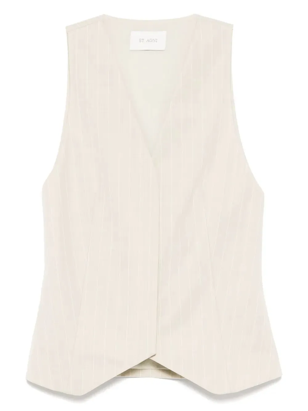 Pinstripe Wool Vest in Latte