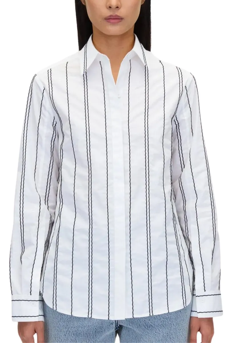 Poplin Shirt with Wave Embroidery