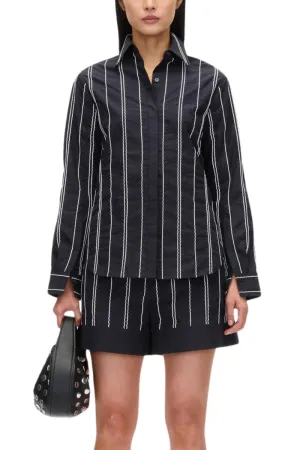 Poplin Shirt with Wave Embroidery