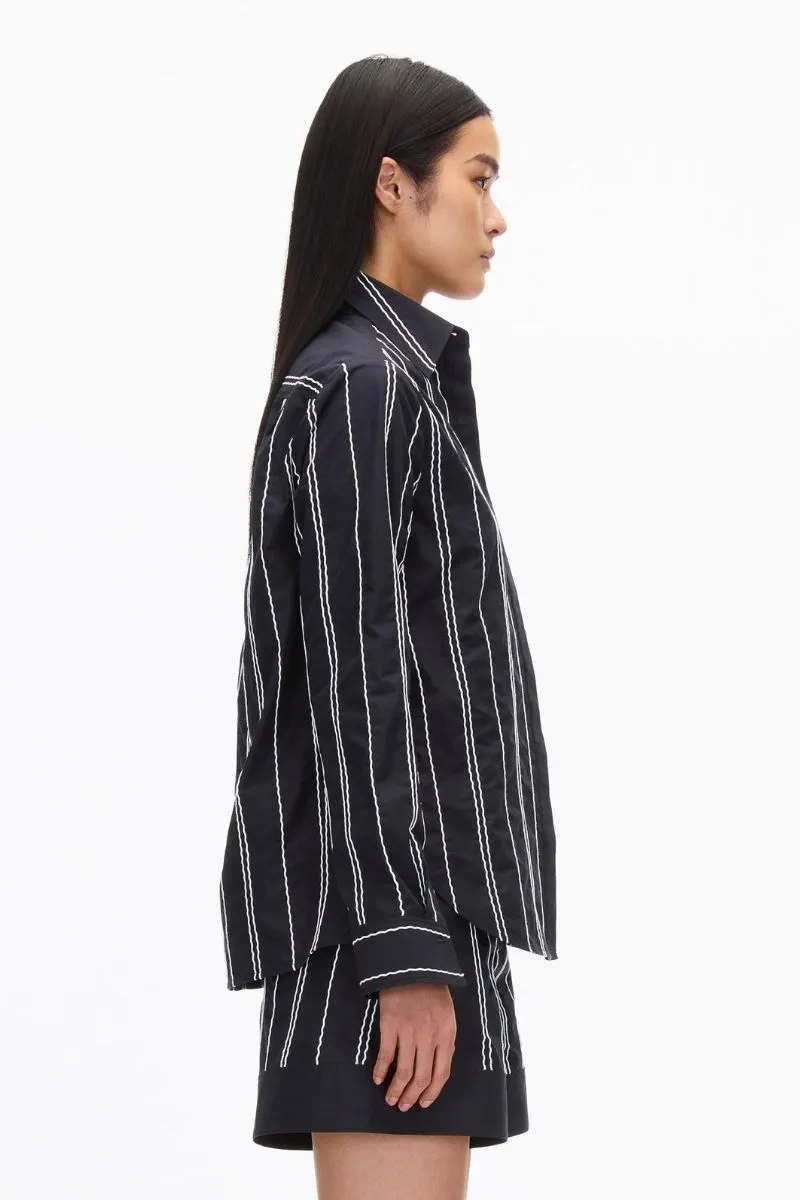 Poplin Shirt with Wave Embroidery