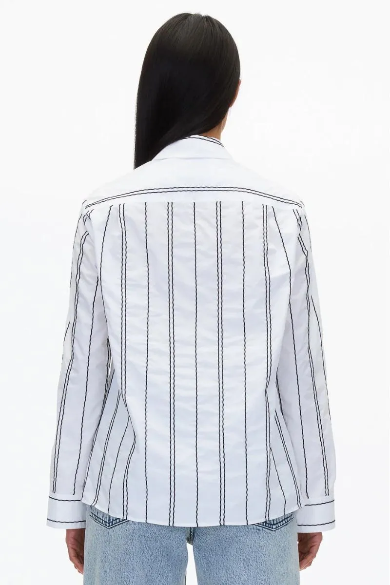 Poplin Shirt with Wave Embroidery