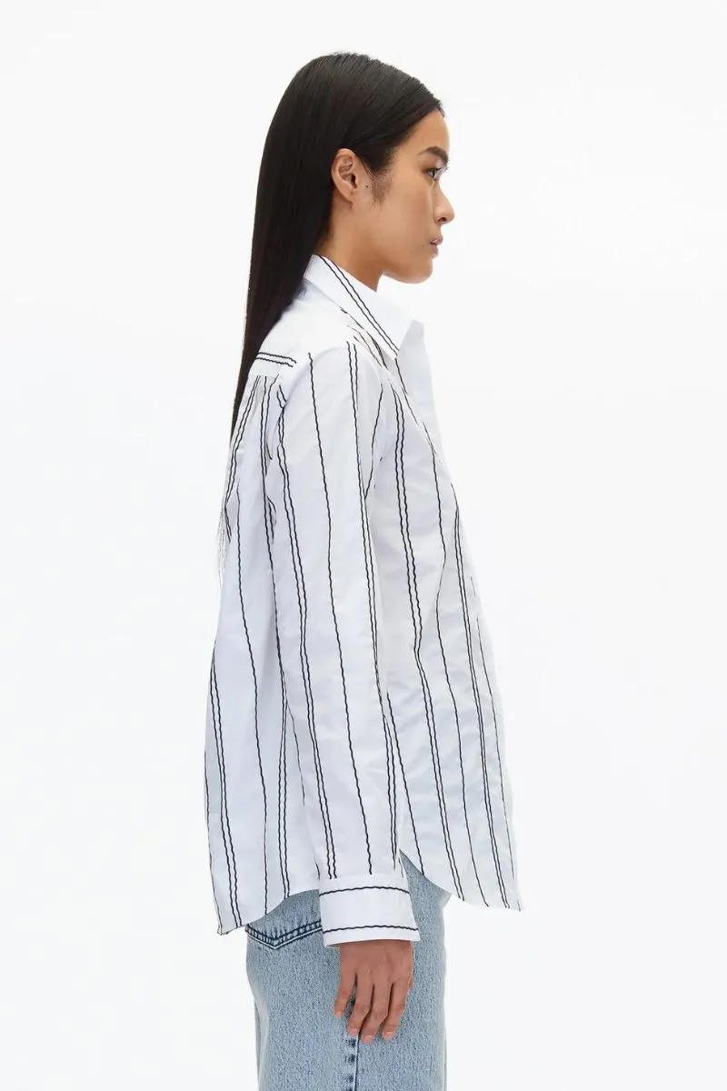 Poplin Shirt with Wave Embroidery