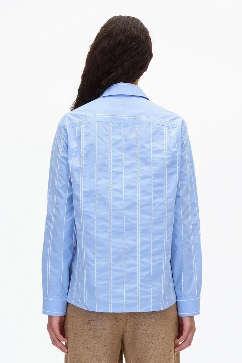 Poplin Shirt with Wave Embroidery