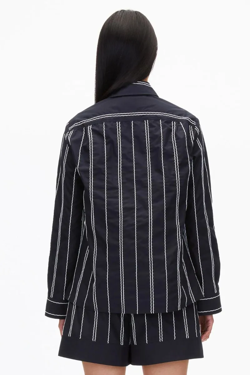 Poplin Shirt with Wave Embroidery