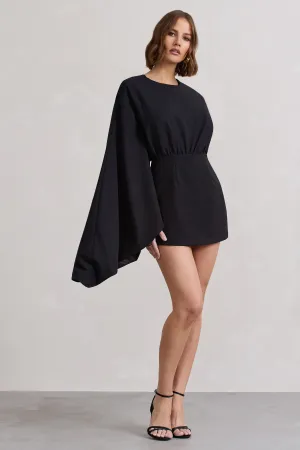 Presley | Black Backless Skort Playsuit With Cape Club L London