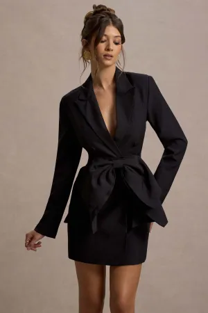 Prized | Black Tailored Blazer Mini Dress With Bow Club L London