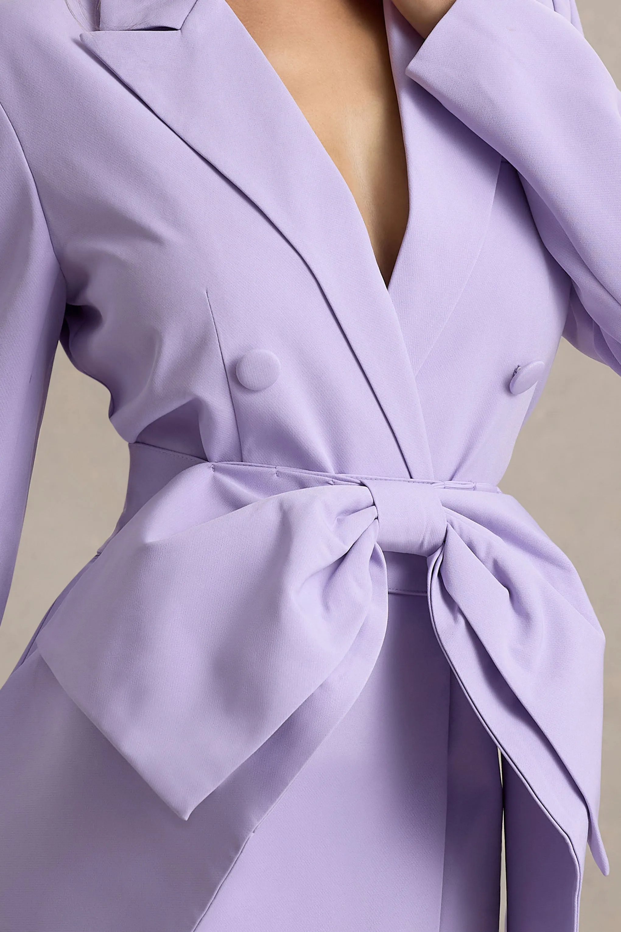 Prized | Lilac Tailored Blazer Dress With Bow Club L London