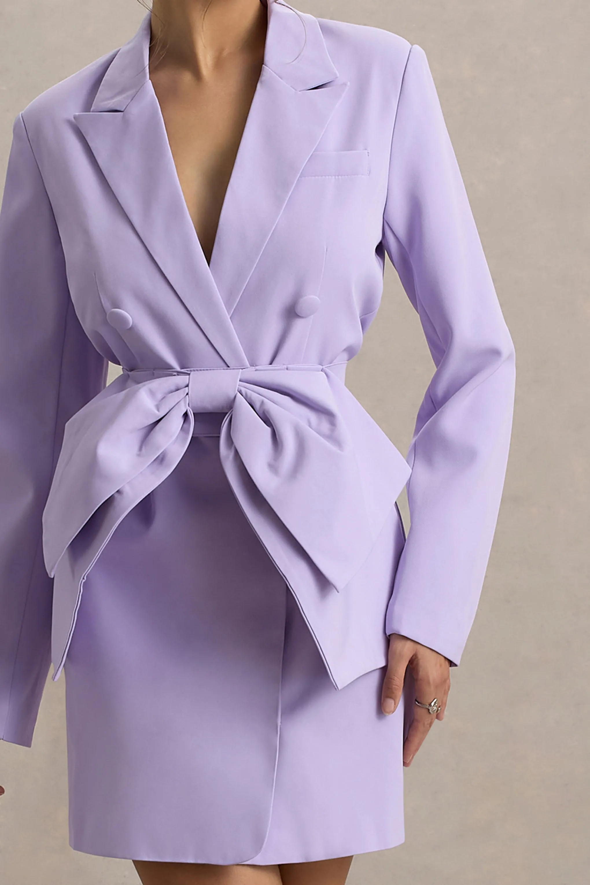 Prized | Lilac Tailored Blazer Dress With Bow Club L London