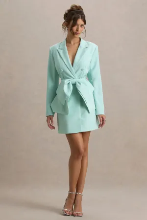 Prized | Mint Green Tailored Blazer Dress With Bow Club L London