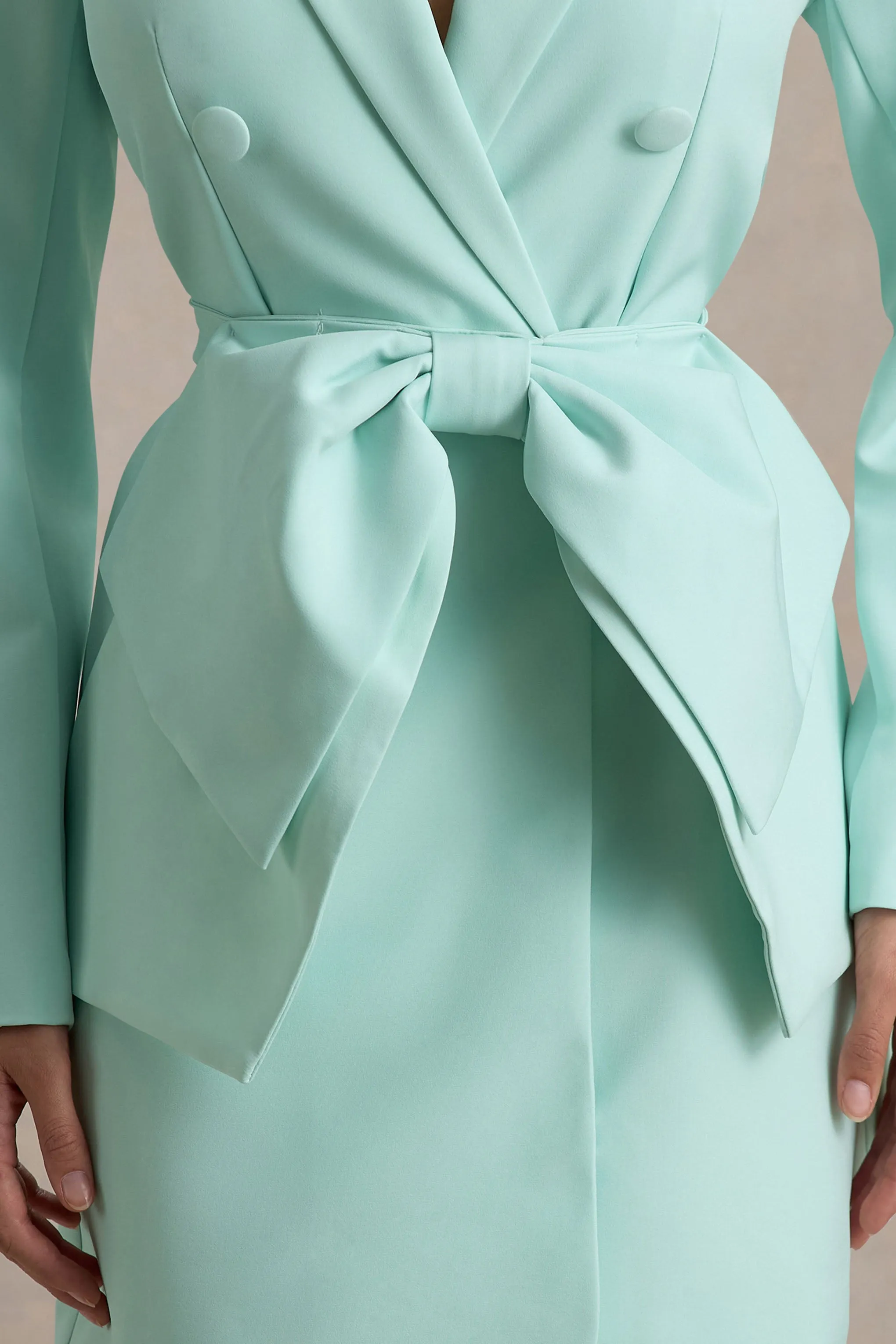 Prized | Mint Green Tailored Blazer Dress With Bow Club L London