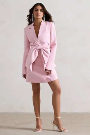 Prized | Pink Tailored Blazer Dress With Bow Club L London