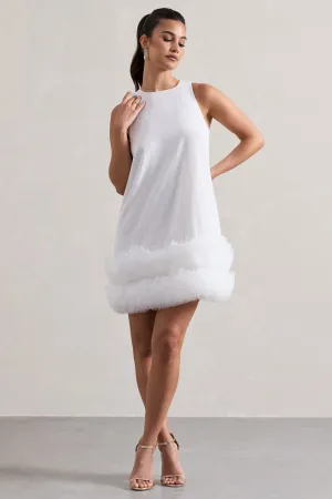 Raise A Glass | White A-Line Mini Dress With Tulle Hem Club L London