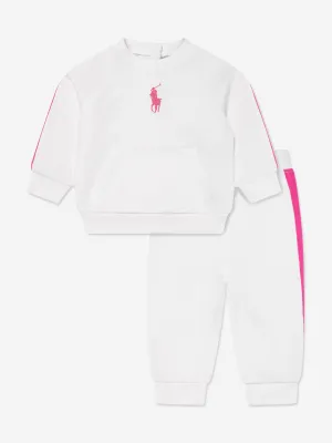 Ralph Lauren Baby Girls Big Pony Tracksuit in White