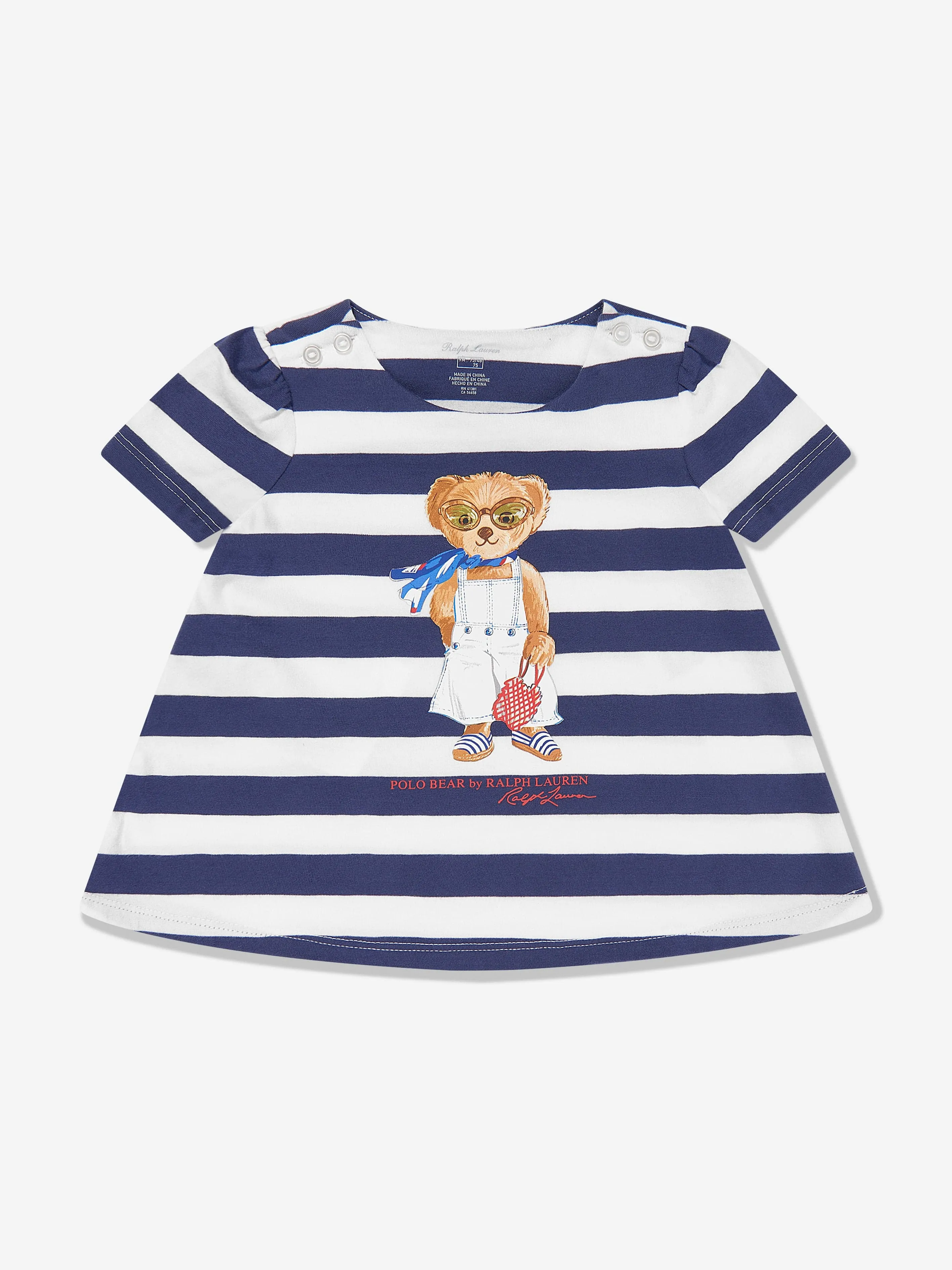 Ralph Lauren Baby Girls Striped T-Shirt and Shorts Set in Navy