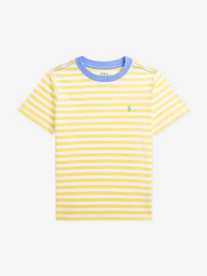 Ralph Lauren Boys Striped Logo T-Shirt in Yellow