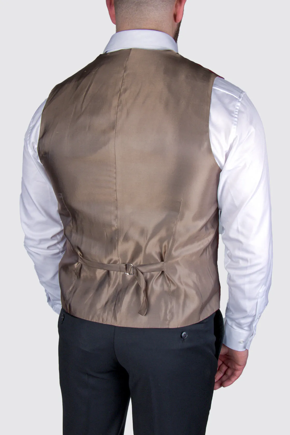 Rembrandt Shelby Herringbone Linen Waistcoat Red