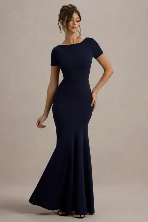 Rian | Navy Short-Sleeve Maxi Dress Club L London