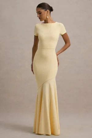 Rian | Pale Lemon Short-Sleeve Maxi Dress Club L London