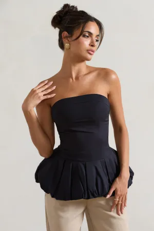 Roll With It | Black Bandeau Ruffle Top Club L London