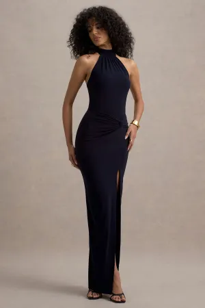 Sable | Navy Halter-Neck Twist Maxi Dress Club L London