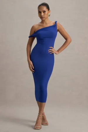 Salome | Blue Twisted Asymmetric Midi Dress Club L London