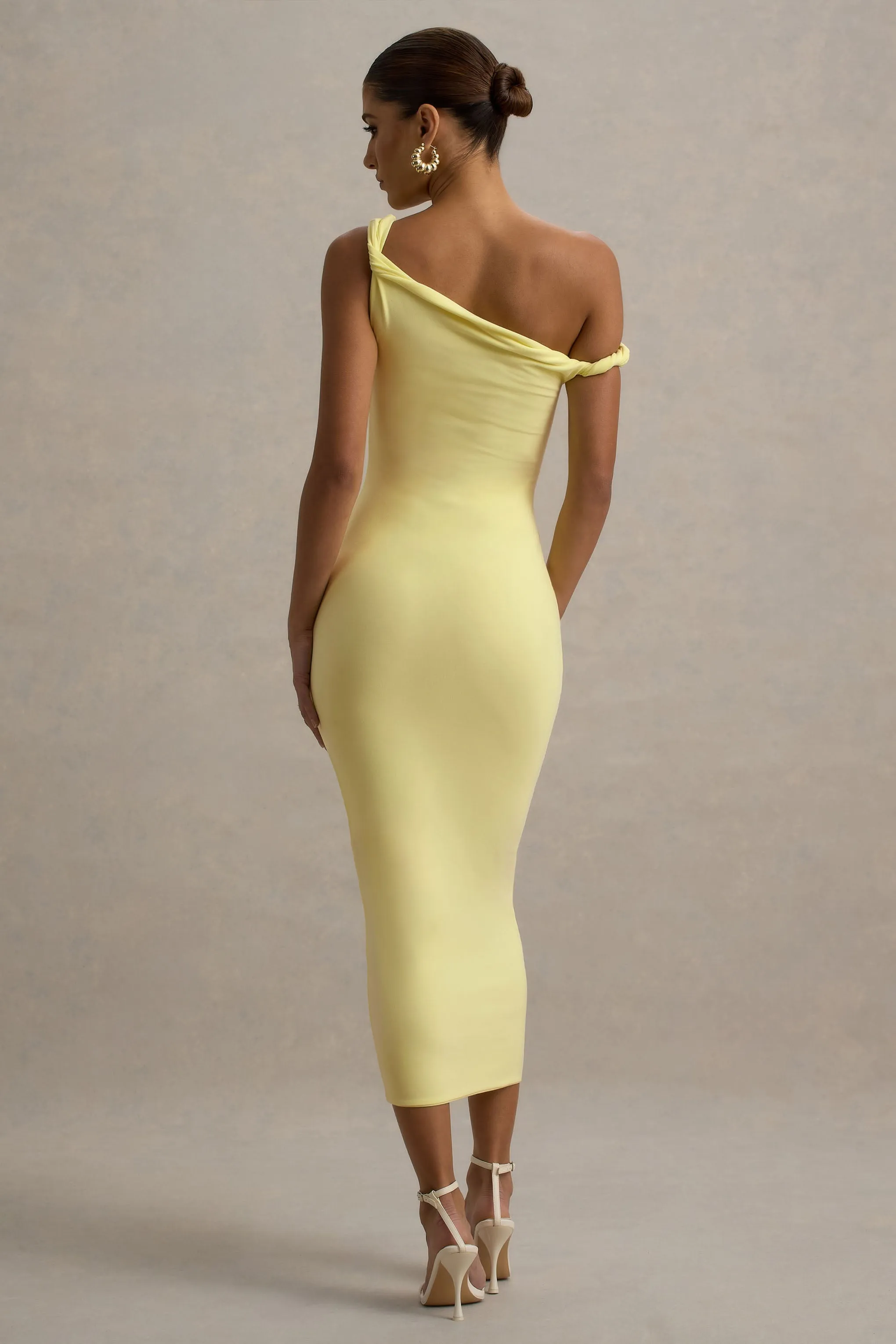 Salome | Lemon Twisted Asymmetric Midi Dress Club L London
