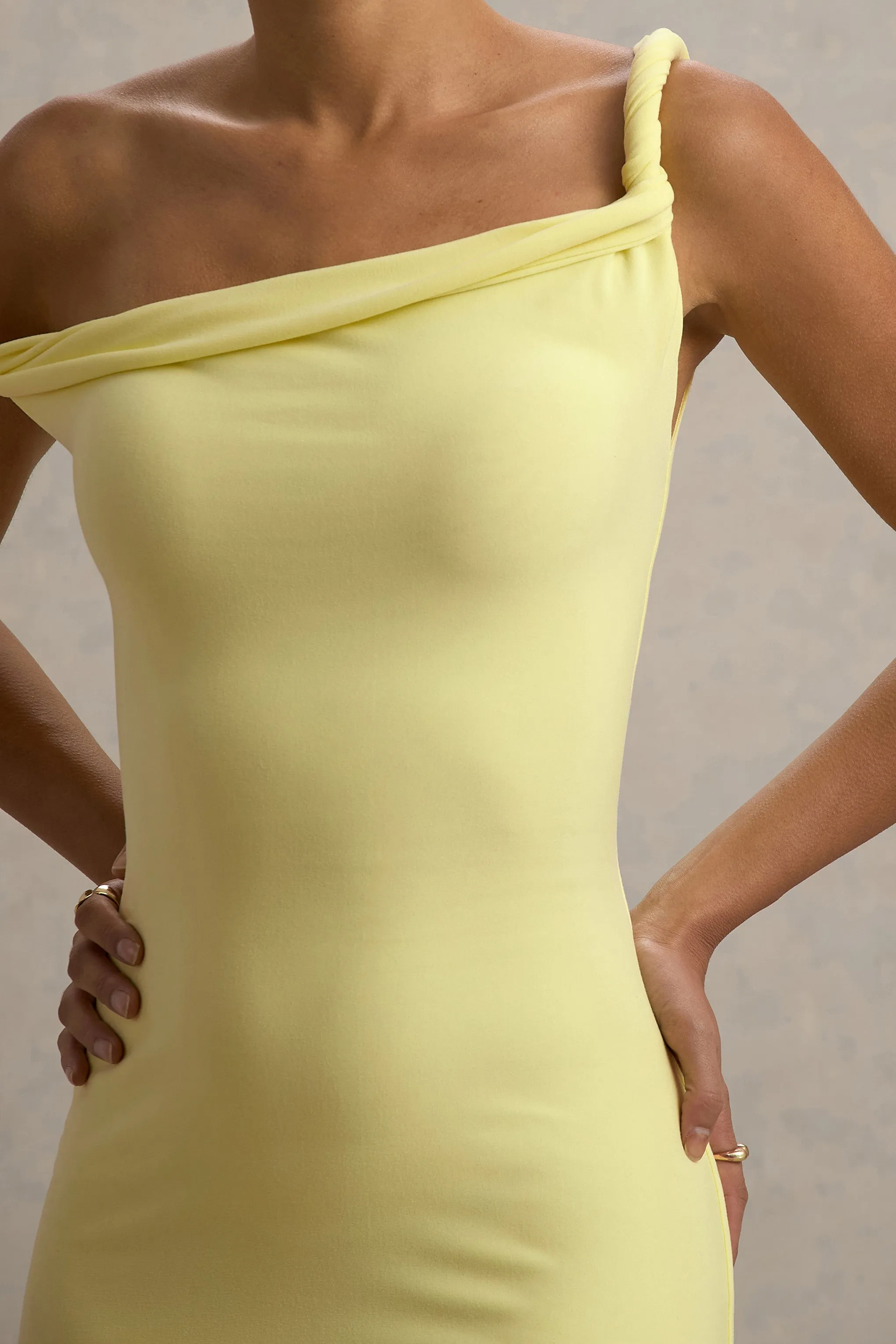 Salome | Lemon Twisted Asymmetric Midi Dress Club L London