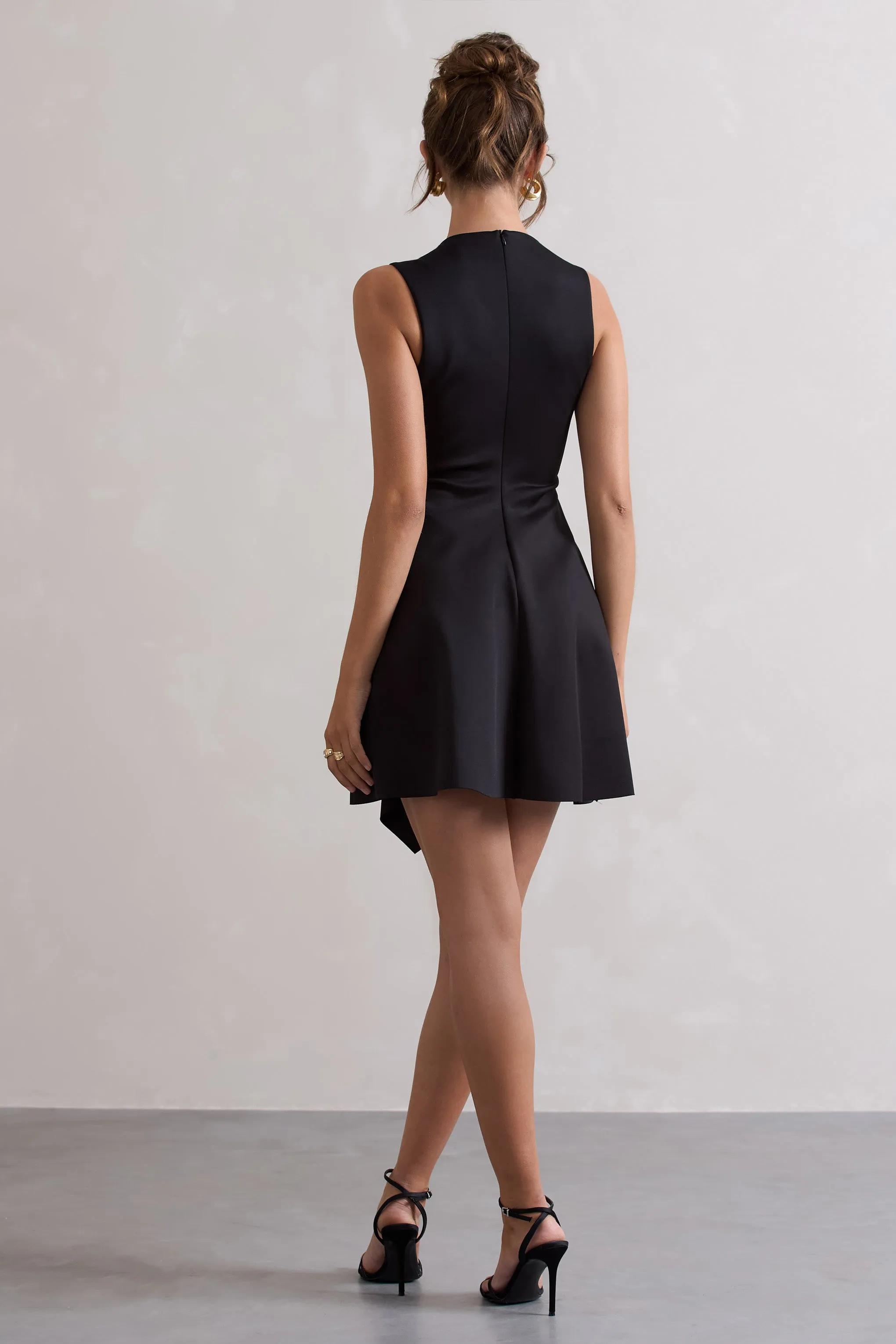 Scout | Black Sleeveless Draped Hem Mini Dress Club L London