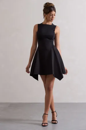 Scout | Black Sleeveless Draped Hem Mini Dress Club L London
