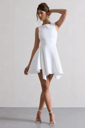 Scout | White Sleeveless Draped Hem Mini Dress Club L London