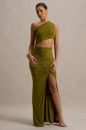 Sena | Green Asymmetric Maxi Dress With Cut Out Details Club L London