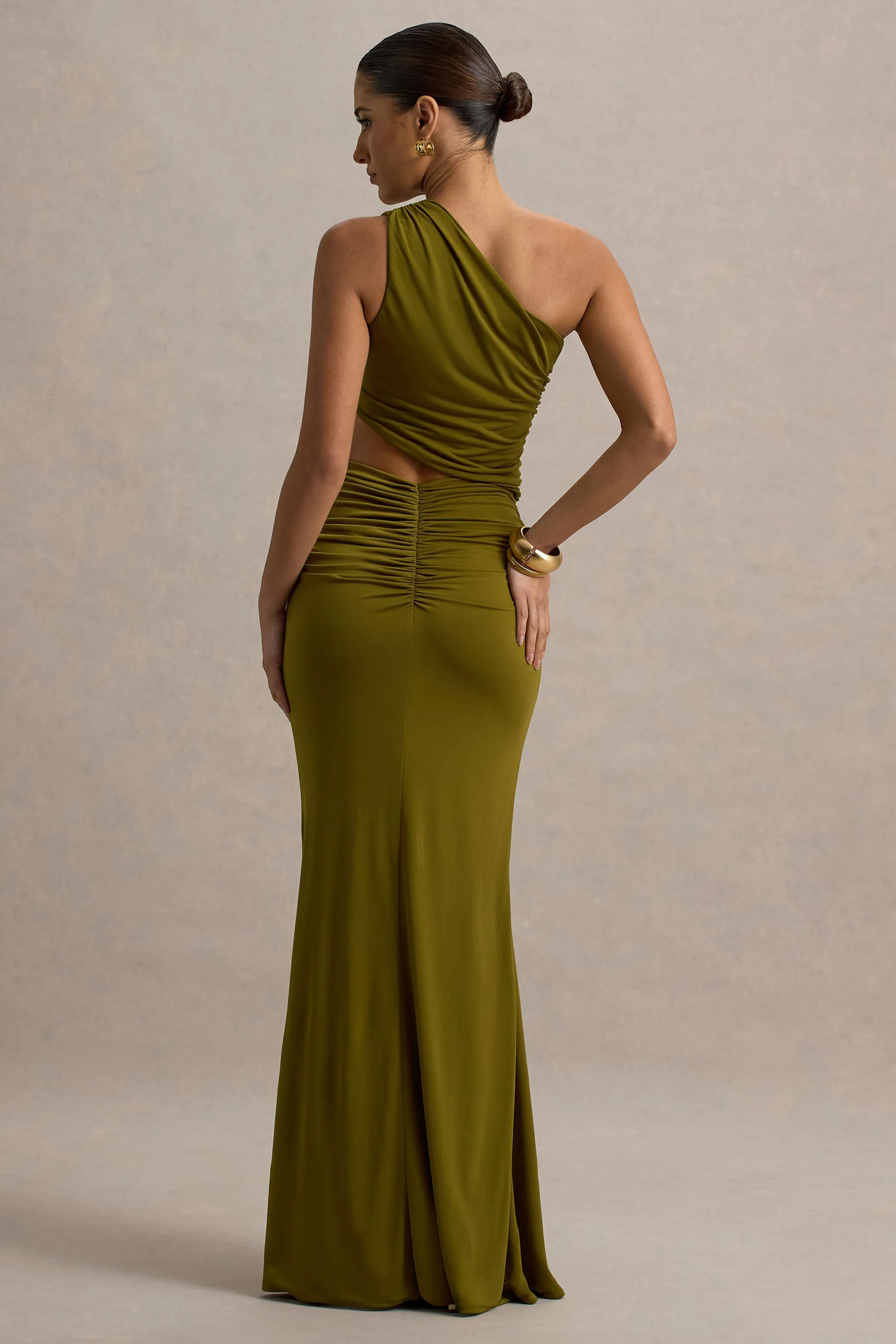 Sena | Green Asymmetric Maxi Dress With Cut Out Details Club L London