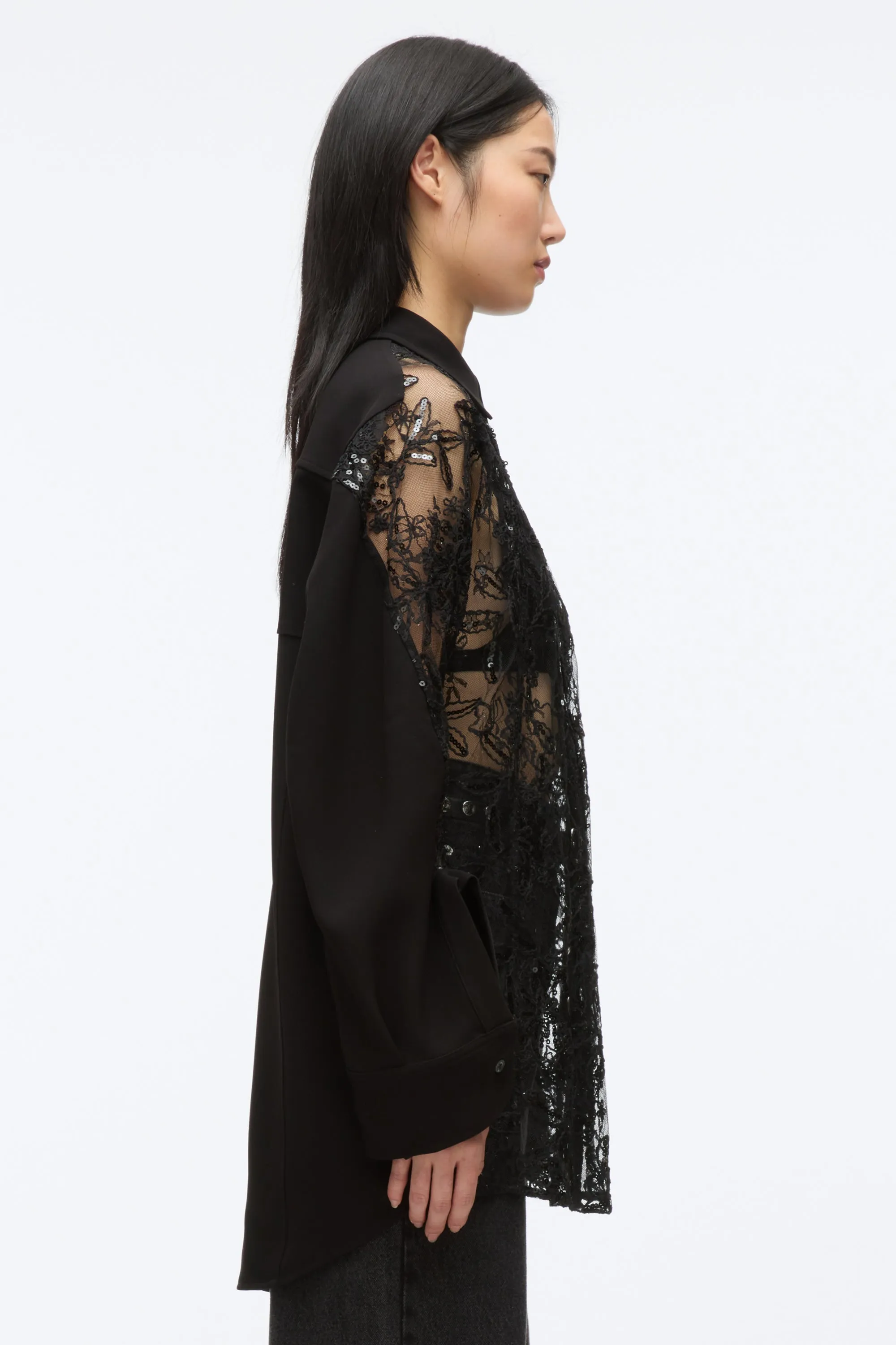 Sequin Lace Oversized Shirt