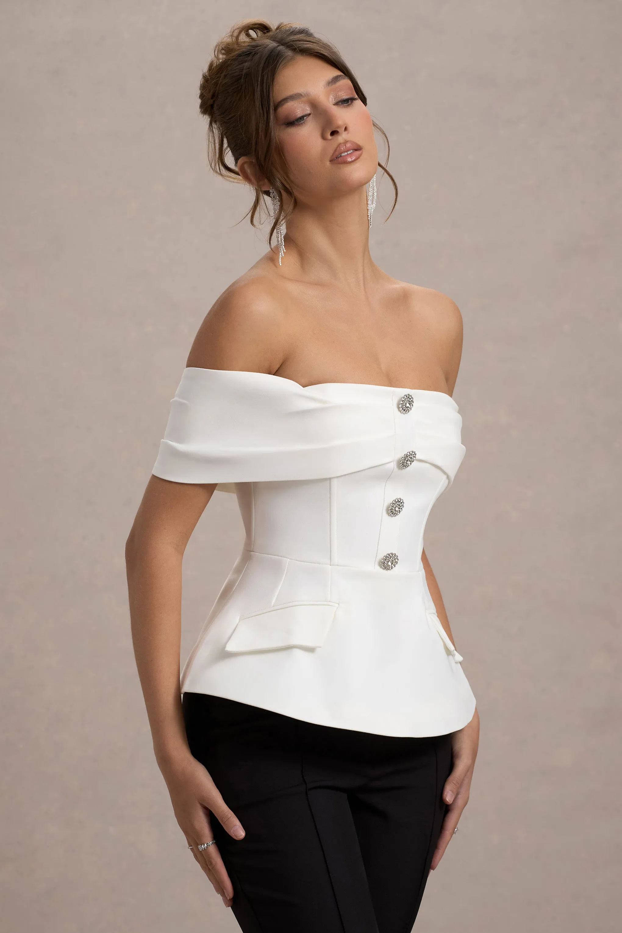 Shai | White Tailored Bardot Top Club L London