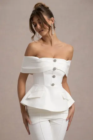 Shai | White Tailored Bardot Top Club L London