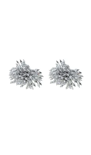 SILVER FLOWER ALLOY EARRINGS Gloria Lanvin